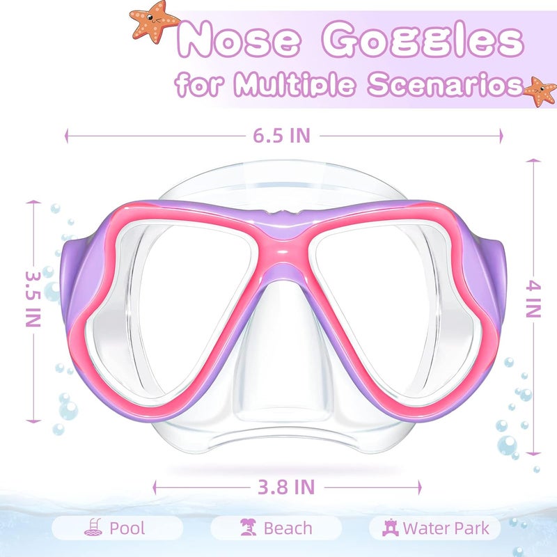 Freela 2 Pack Kids Swim Goggles Mask for Boys Girls 3-14, Tempered Glass Lens 180° HD View with Nose Cover for Pool Beach - Image 4